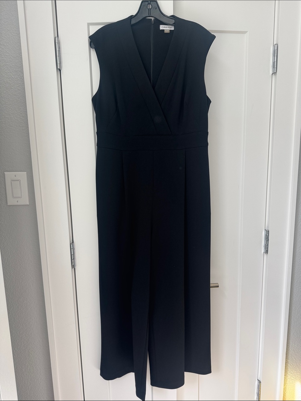 Calvin Klein Black Sleeveless V-Neck Wide-Leg Jumpsuit